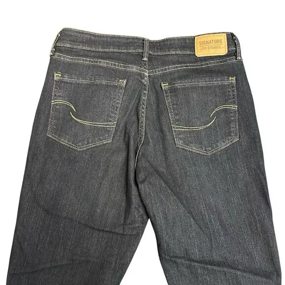 Levi Strauss Signature Womens 6M 28x32 Boot Cut Mid Rise Blue Dark Wash Denim - Picture 11 of 12